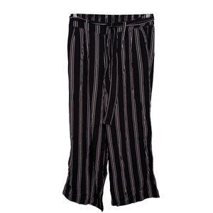 NWT Torrid Black & Purple Striped Wide-Leg Tie-Waist Pants Size L Lightweight Ra